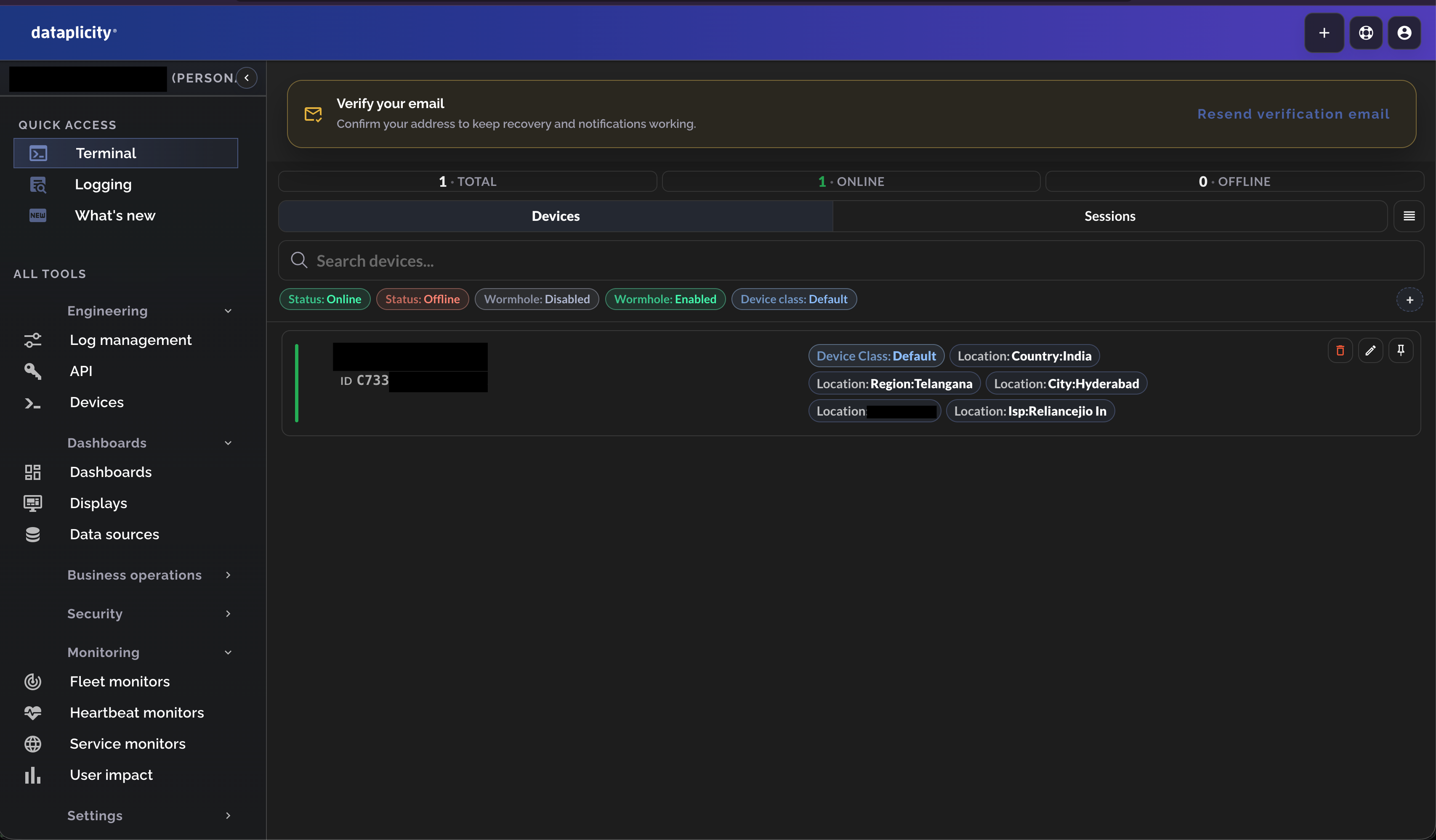 Dataplicity Dashboard