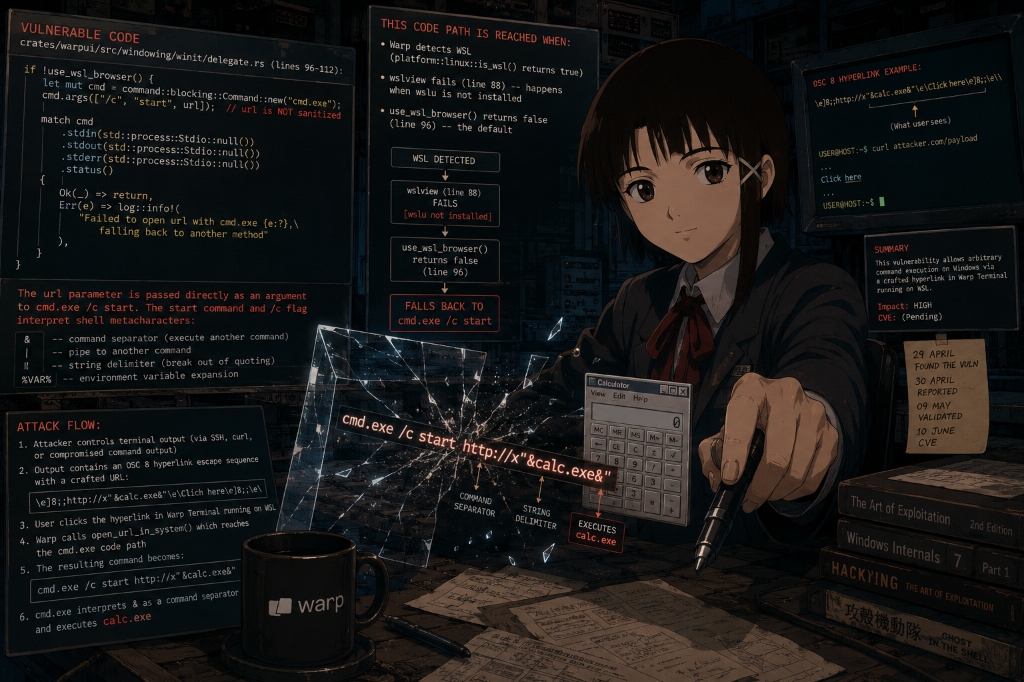 Warp Terminal WSL Command Injection Banner